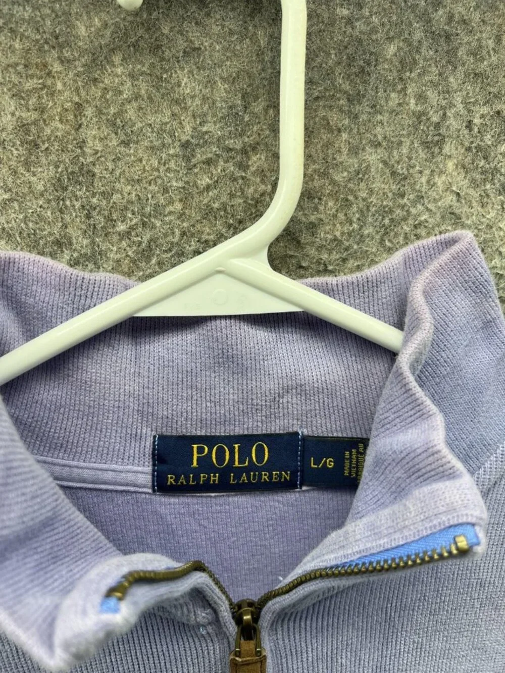 Polo Ralph Lauren Sweater Men Large Purple 1/4 Zip Mock Neck Knit Pullover Logo